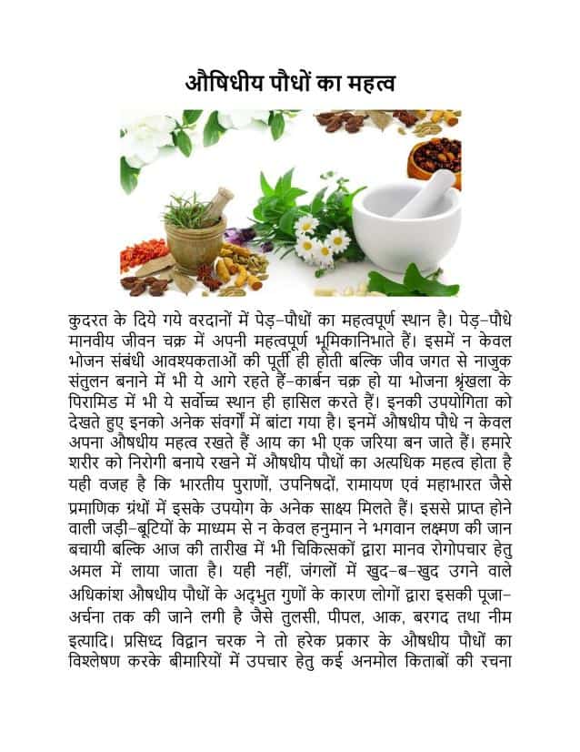 औषिधीय पौधों का महत्त्व | Aushidhiya Poudhon Ka Mahatv